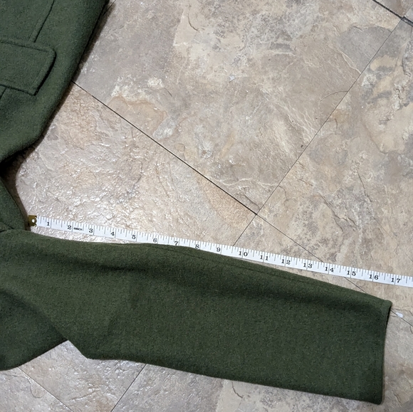 Talbots Medium Olive Green Wool & Alpaca Blend Long Sleeve Button‎ Down Jacket - Picture 9 of 10
